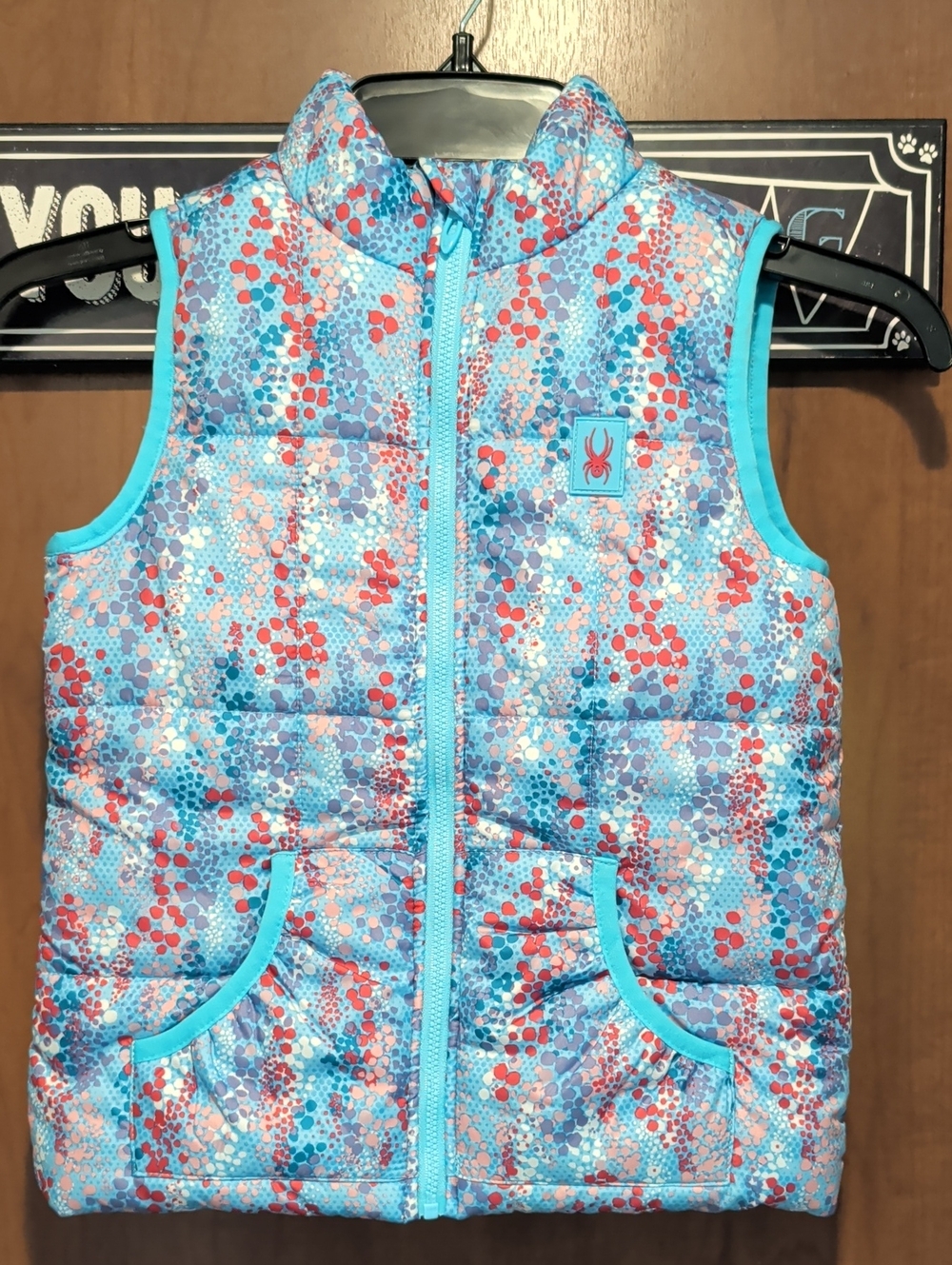 Spyder Girls Blue Red Patterned Puffer Vest